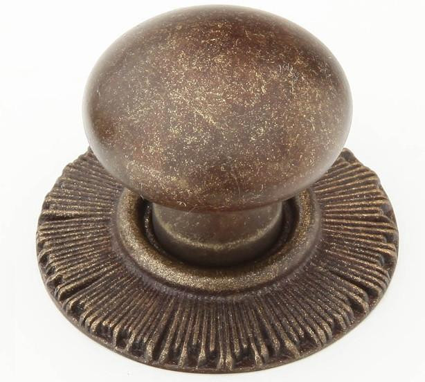  Schaub Symphony Sunburst Solid Brass 1-1/4" Round Knob with a   1-11/16 " Diameter Backplate 