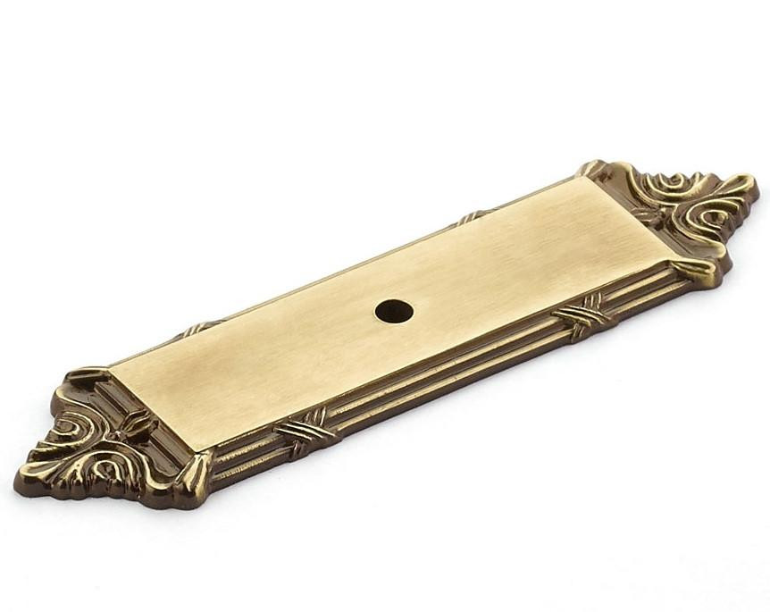  Schaub Symphony Elegance Versailles Solid Brass Knob Backplate 4-1/4" Overall Length 