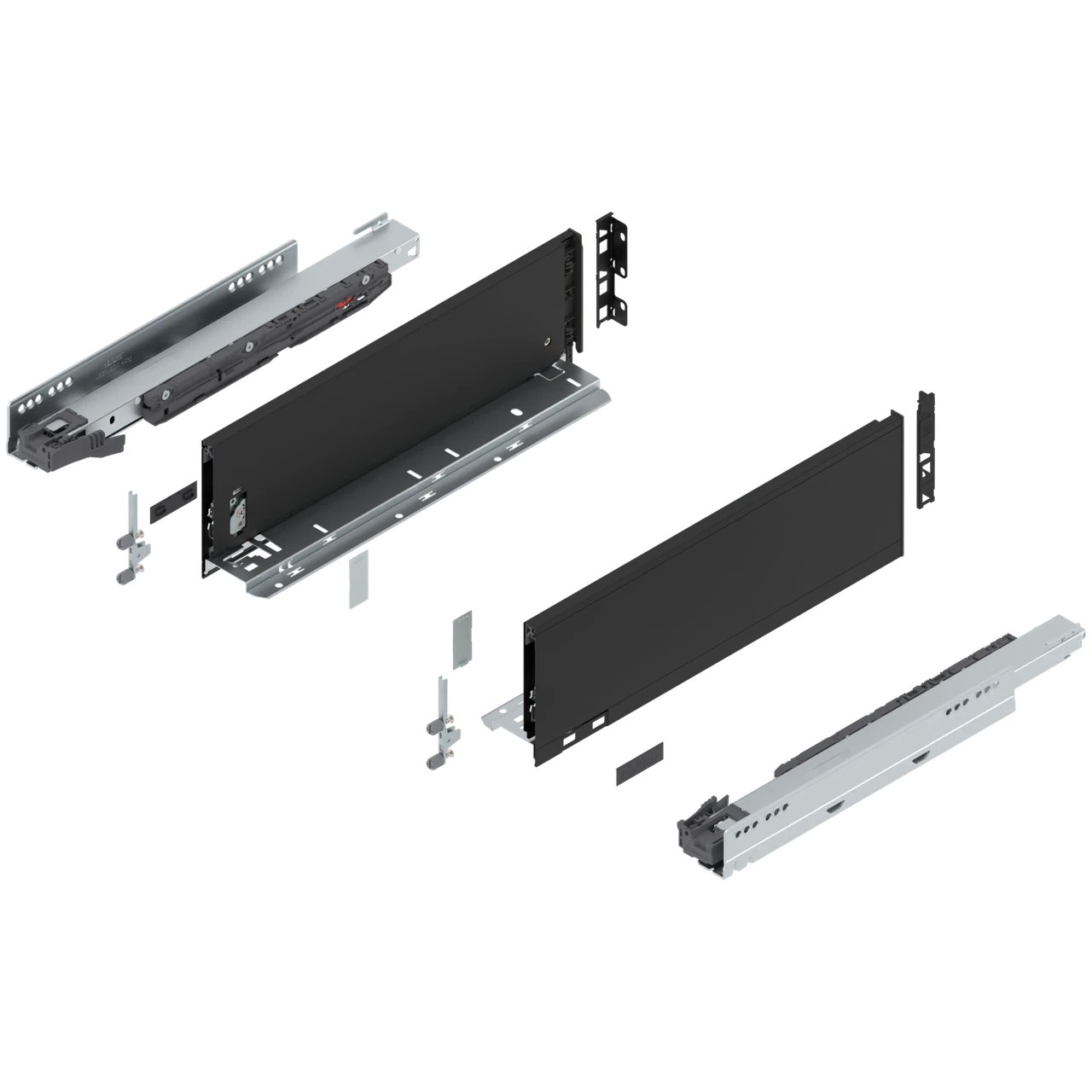 Blum 770K Series LEGRABOX Kit  125 Lb Capacity Full Extenion 142mm Height 14-22 Inch, Carbon Black Matt