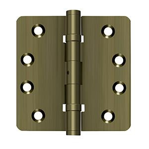Deltana Hardware Deltana DSB4R4NB SERIES 4" X 4" X 1/4" RADIUS HINGES, BALL BEARINGS, NON-REMOVEABLE-PIN, SOLID BRASS 