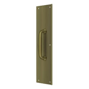 Deltana Hardware Deltana PPH55 PUSH PLATE W/ HANDLE 3-1/2" X 15 " - HANDLE 5-1/4" SOLID BRASS 