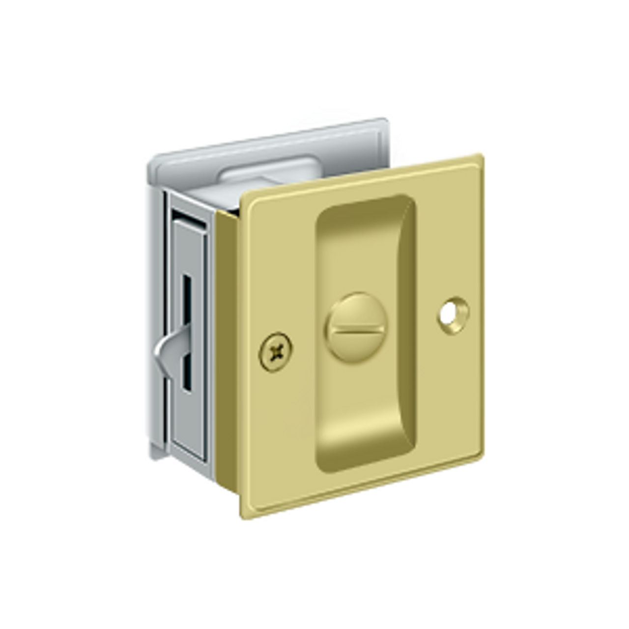 Deltana SDL25 PRIVACY POCKET LOCK, 2-1/2" X 2-3/4" SOLID BRASS