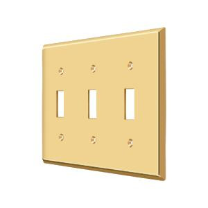 Deltana Hardware Deltana SWP4763 SWITCH PLATE, TRIPLE STANDARD SOLID BRASS 
