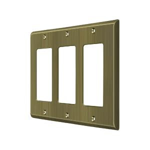 Deltana Hardware Deltana SWP4740 SWITCH PLATE, TRIPLE ROCKER SOLID BRASS 