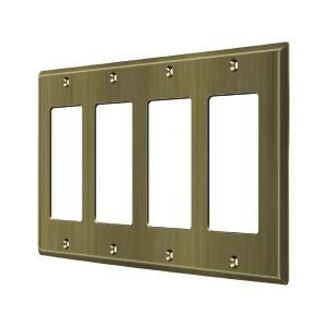 Deltana Hardware Deltana SWP4744 SWITCH PLATE, QUADRUPLE ROCKER SOLID BRASS 