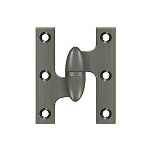 Deltana Hardware Deltana OK2520 2-1/2" X 2" OLIVE KNUCKLE HINGES, HANDED, SOLID BRASS 
