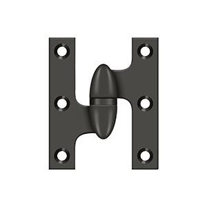 Deltana Hardware Deltana OK2520 2-1/2" X 2" OLIVE KNUCKLE HINGES, HANDED, SOLID BRASS 