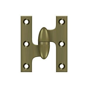 Deltana Hardware Deltana OK2520 2-1/2" X 2" OLIVE KNUCKLE HINGES, HANDED, SOLID BRASS 