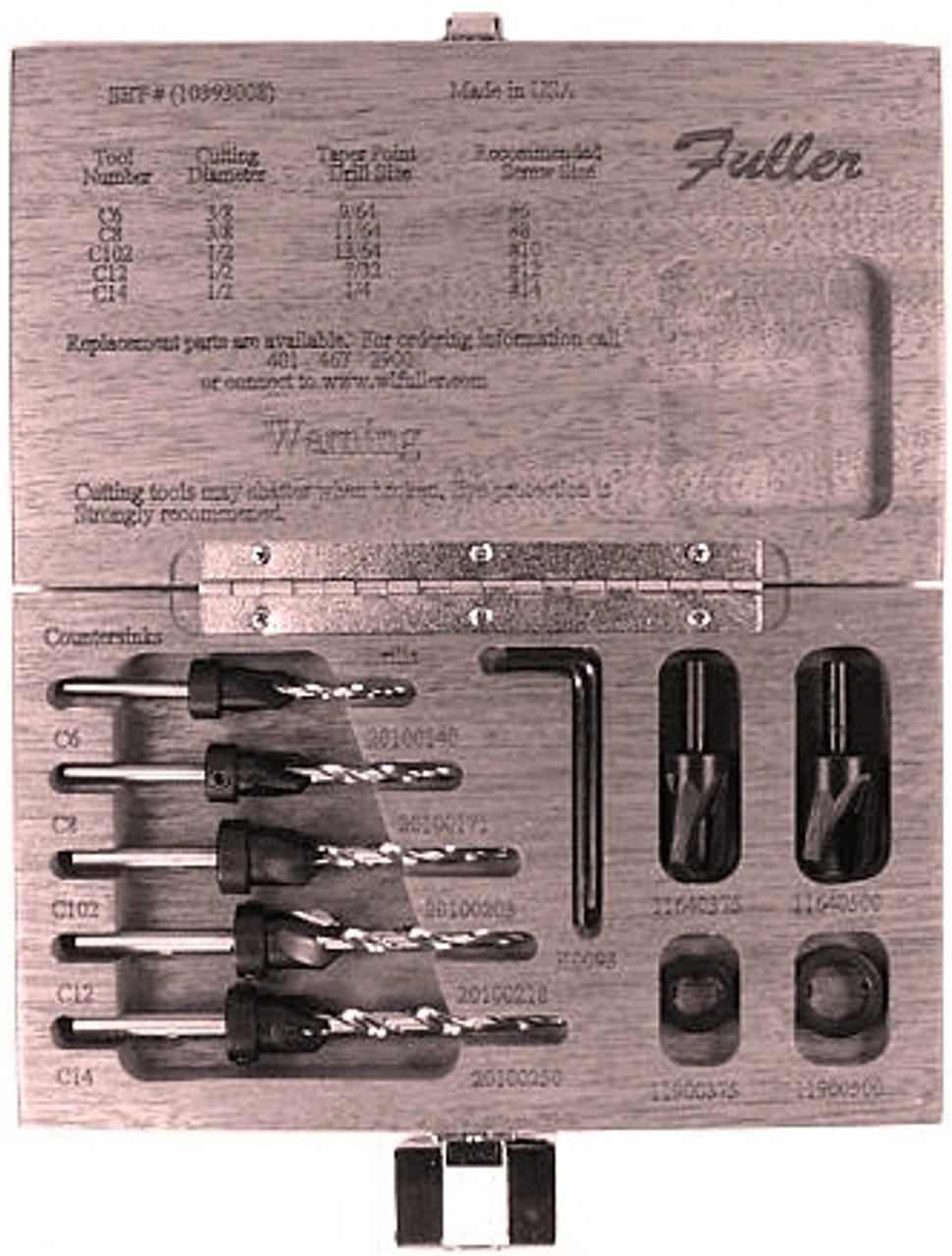 WL Fuller 10393008 Type C Combination Countersink and Taper Point Drill Set