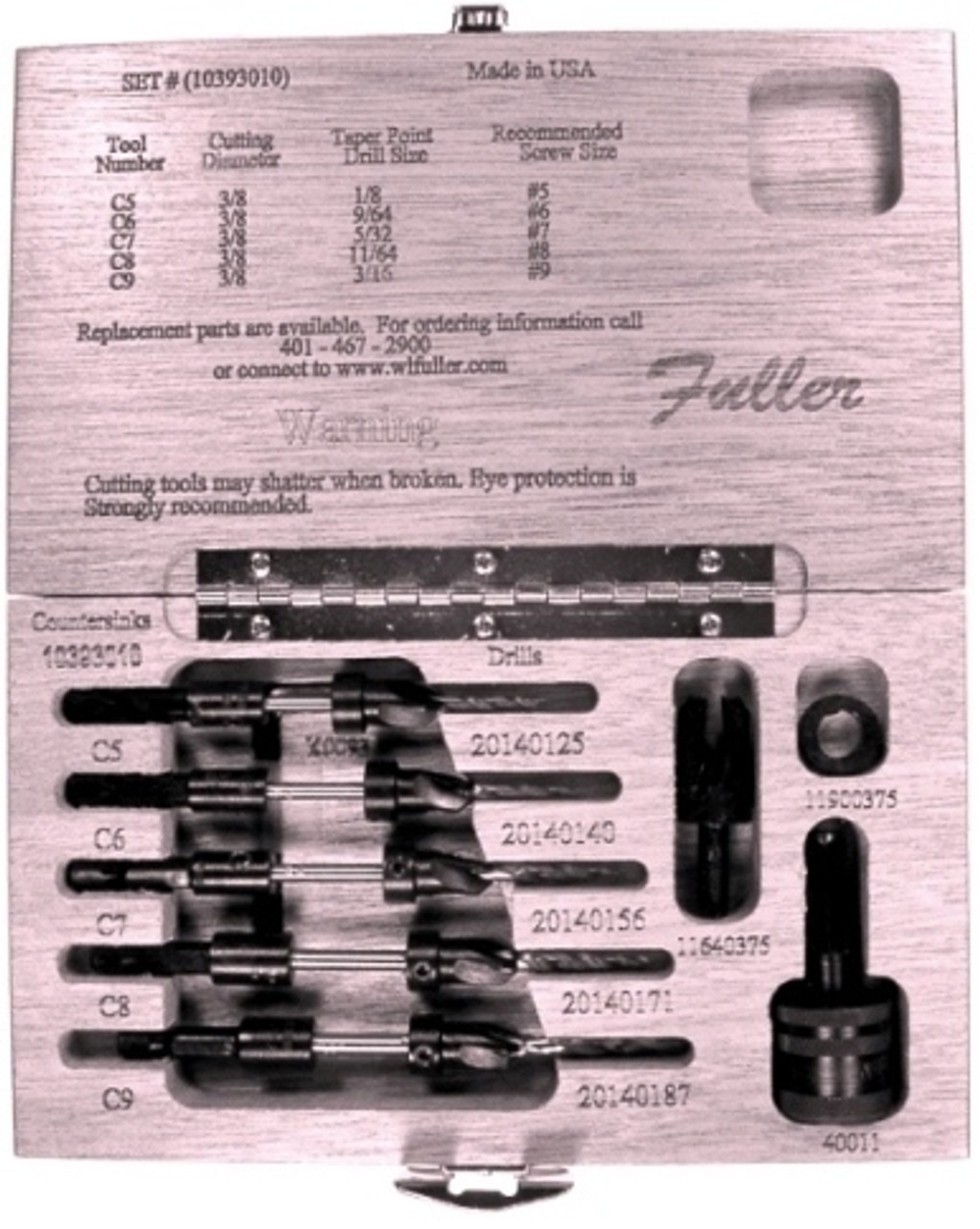 WL Fuller 10393010 Quick Release Type C Combination Countersink and Taper Point Drill Set