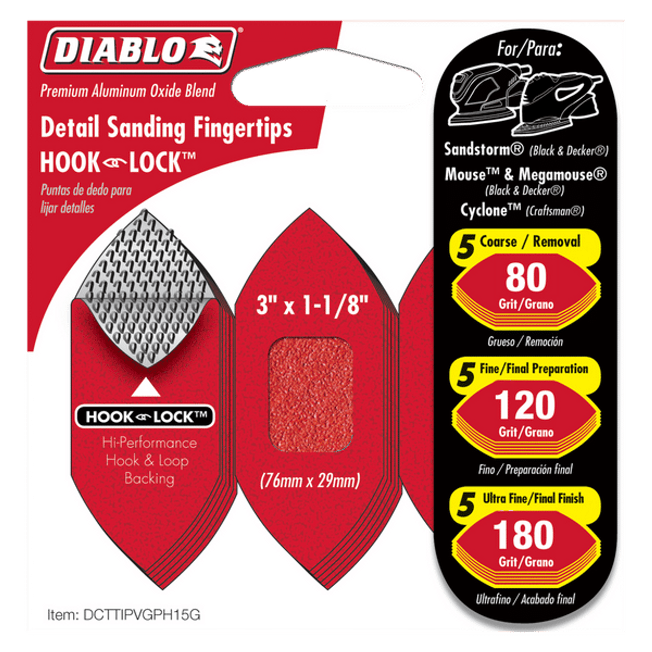 Freud Diablo DCTTIPVGPH15G Detail Fingertips 3 in. x 1-1/8 in. Hook & Lock