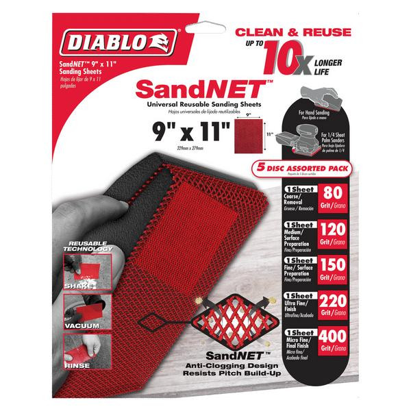  Freud Diablo DND911 9 in. x 11 in.Sheet SandNET 5 Pack 