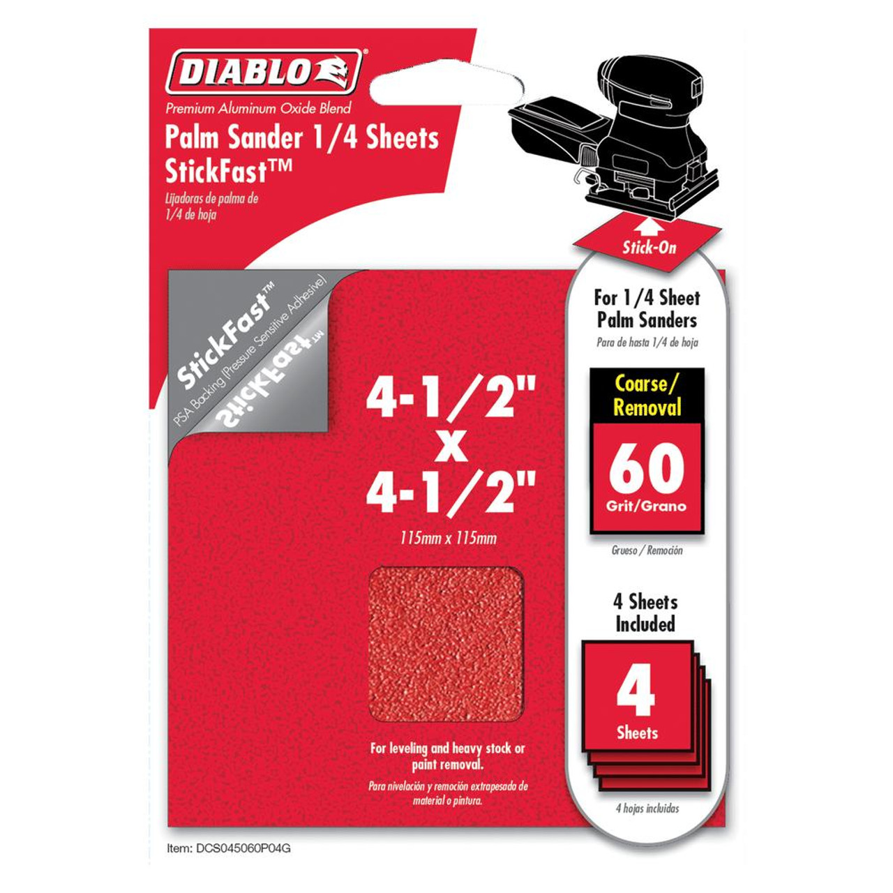  Freud Diablo 4-1/2 in. x 4-1/2 in. StickFast Palm 1/4 Sheet DCS045xxx 