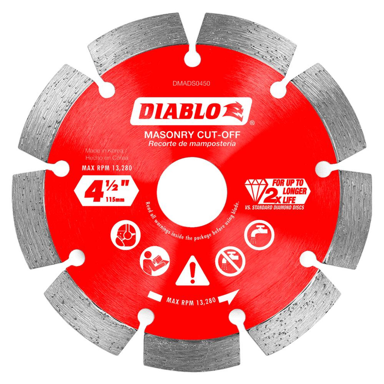 Freud Diablo 4-1/2"in. Diamond  Cut-Off Discs for Masonry DMAD-DDX 
