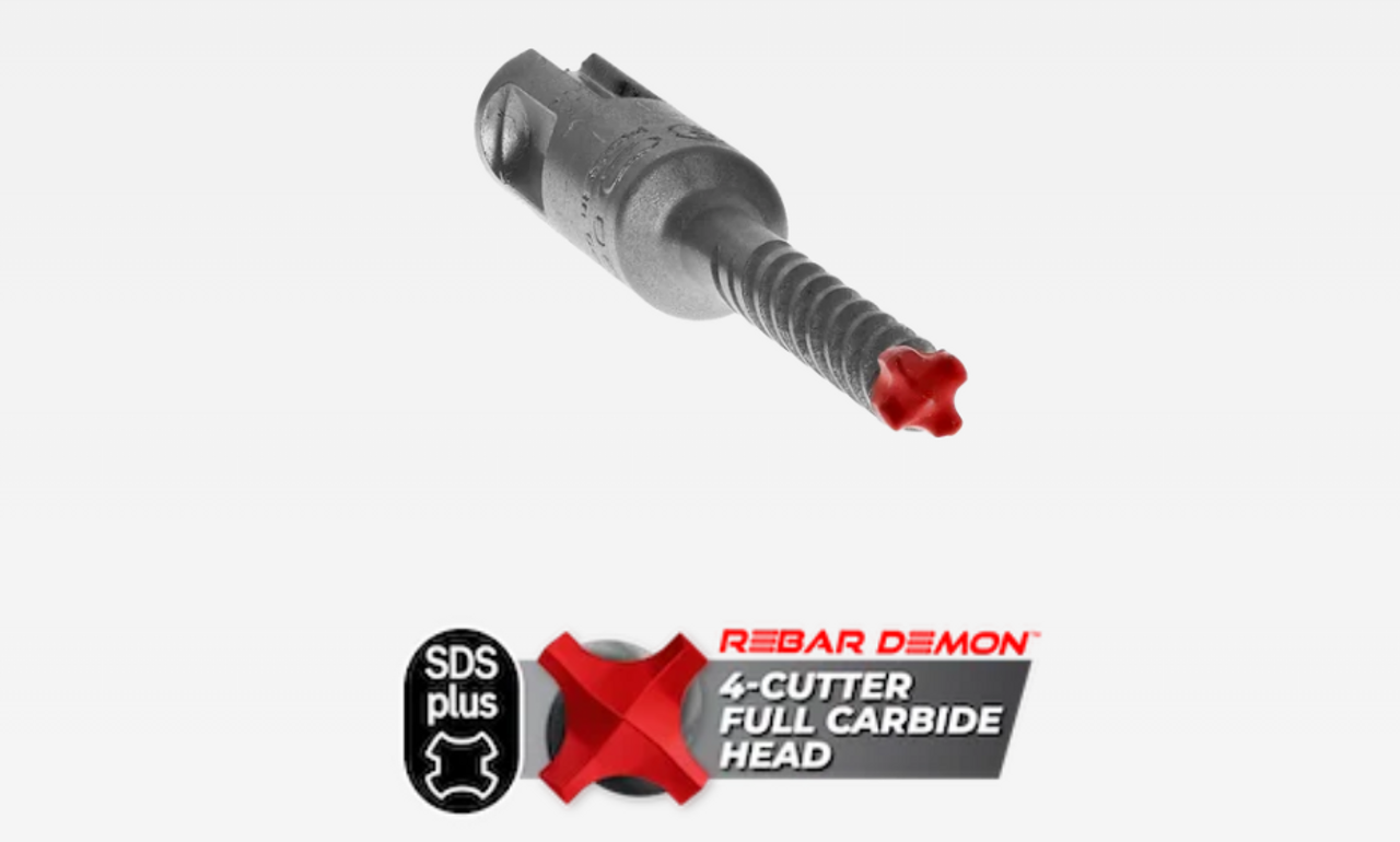 Freud Diablo Rebar Demon SDS-Plus 4-Cutter Full Carbide Head Hammer Drill Bit DMAPL