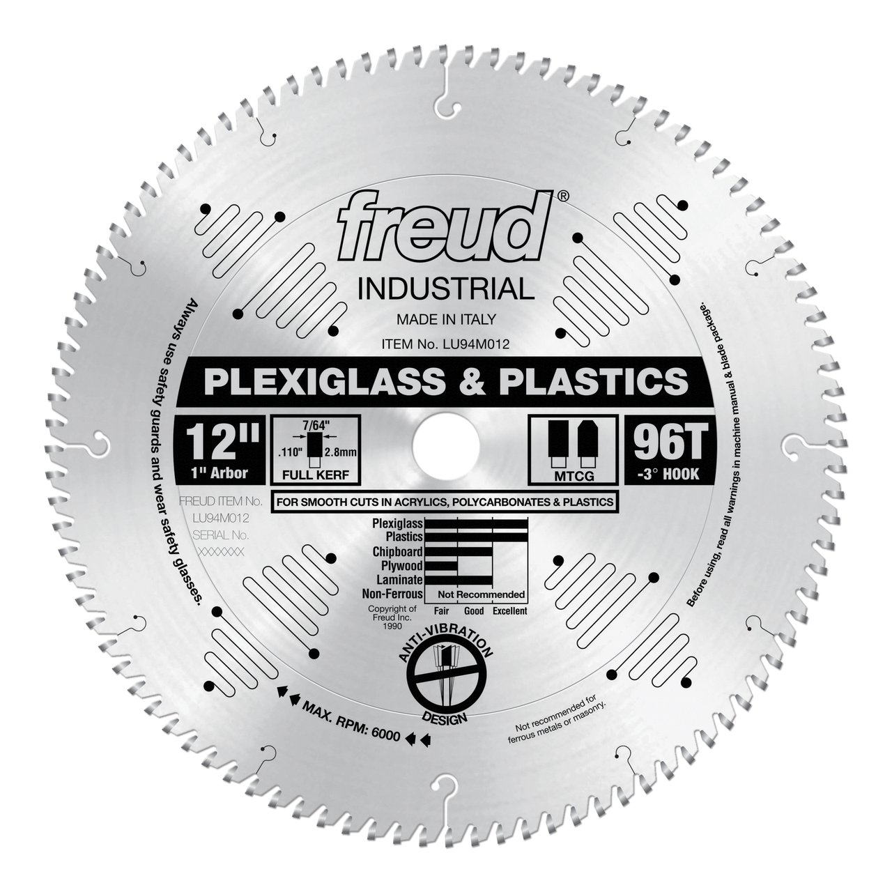 Freud LU94M SERIES Plexiglass,Plastics,Chip Board,Laminate