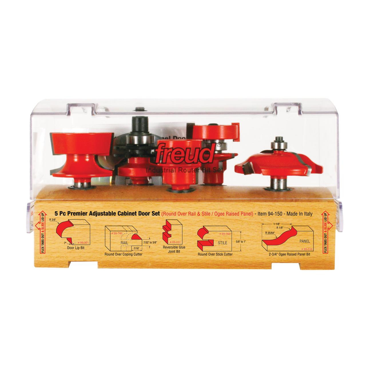  Freud 5 Piece Premier Adjustable Cabinet Bit Set 94-150 