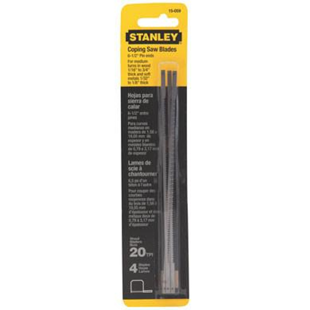  Stanley Tools 4 pk 6-1/2 in x 20 TPI Coping Saw Blades 15-059 