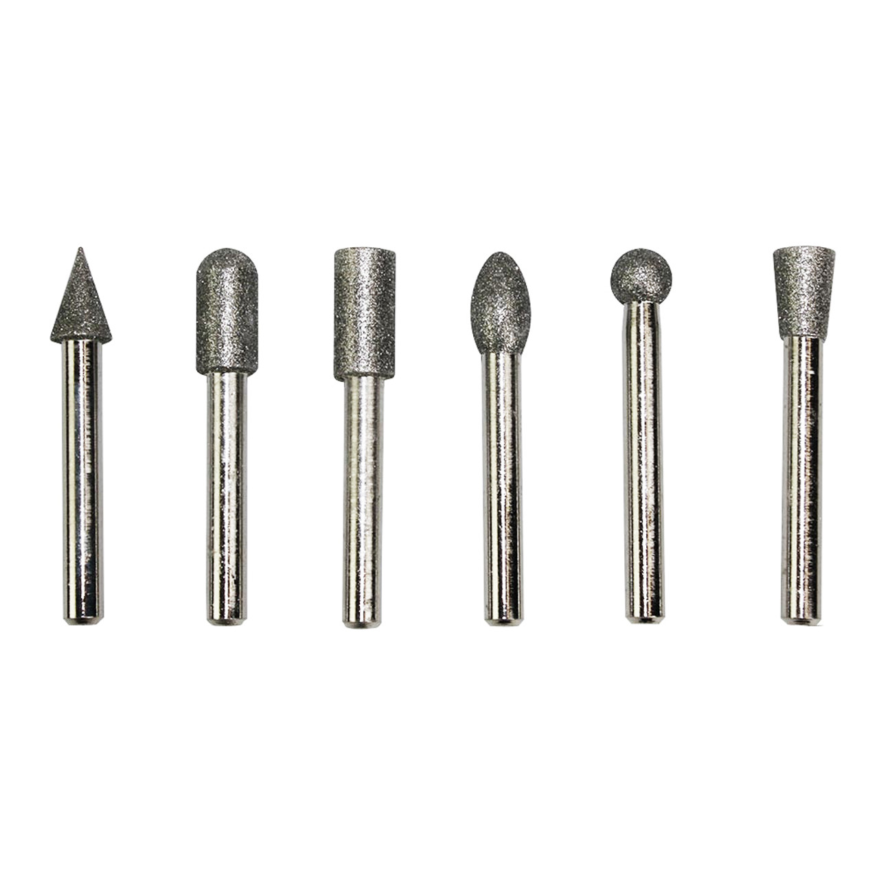 Big Horn 6 PC Diamond Burr Set - 1/4 Inch Shank, 80 Grit - Medium 19392