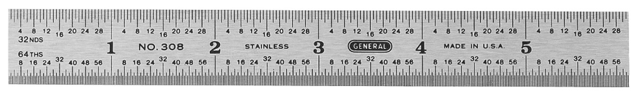 General Economy Precision 6 In. Flexible Steel Ruler with Decimal Equivalents Table 308