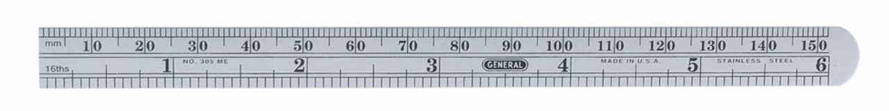 General  Economy Precision 150mm/6 In. Flexible Steel Ruler with 16th In. Graduations 305ME