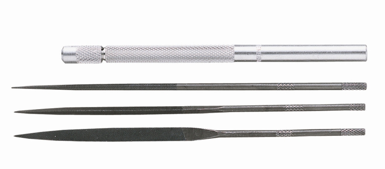 General Four-piece Tool Steel Needle File Set with Handle S477