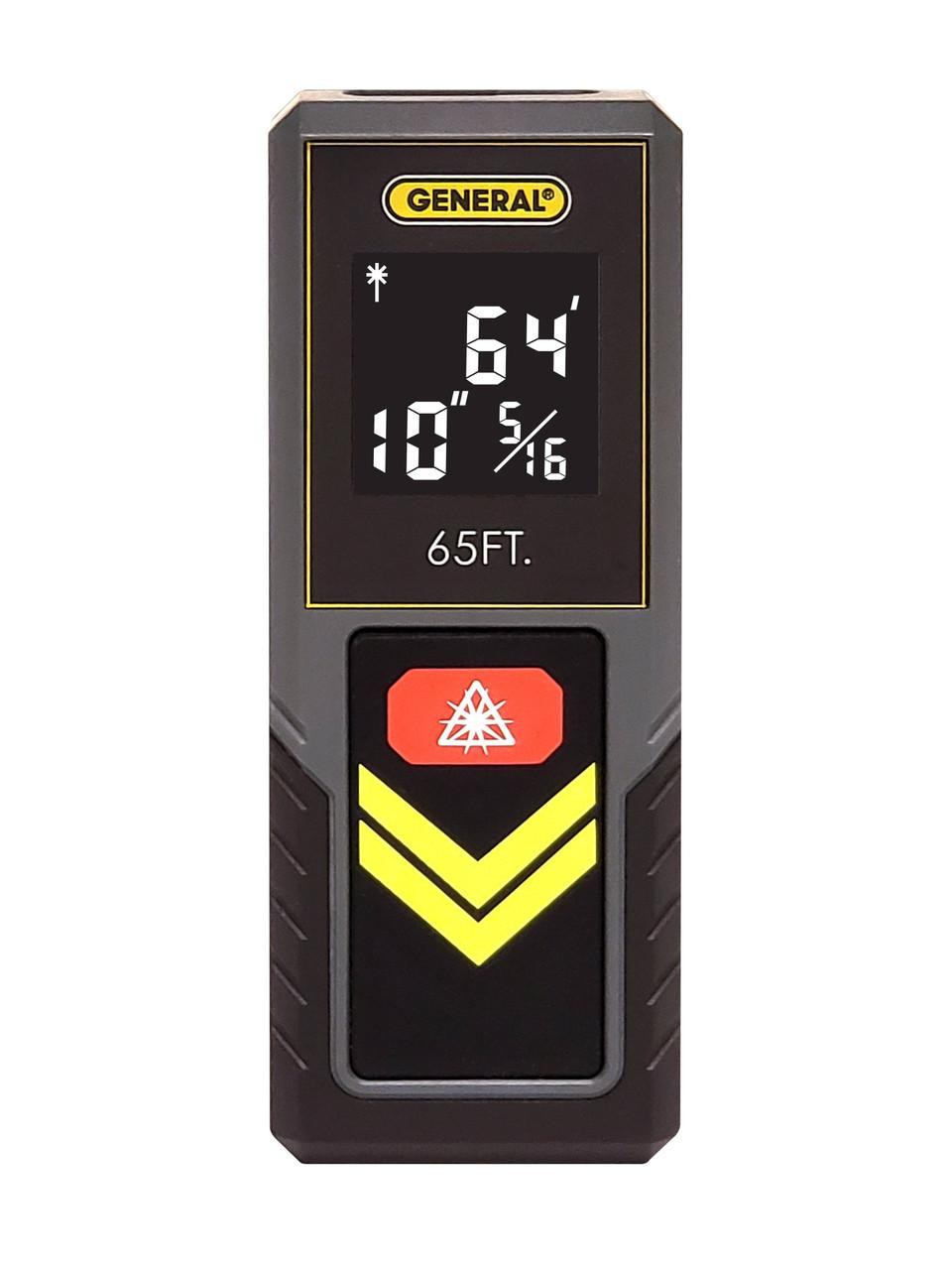 General Tools General 65' Compact Laser Measure, Continuous Measurement, Hi-Visibility, White On Black Screen LDM2 
