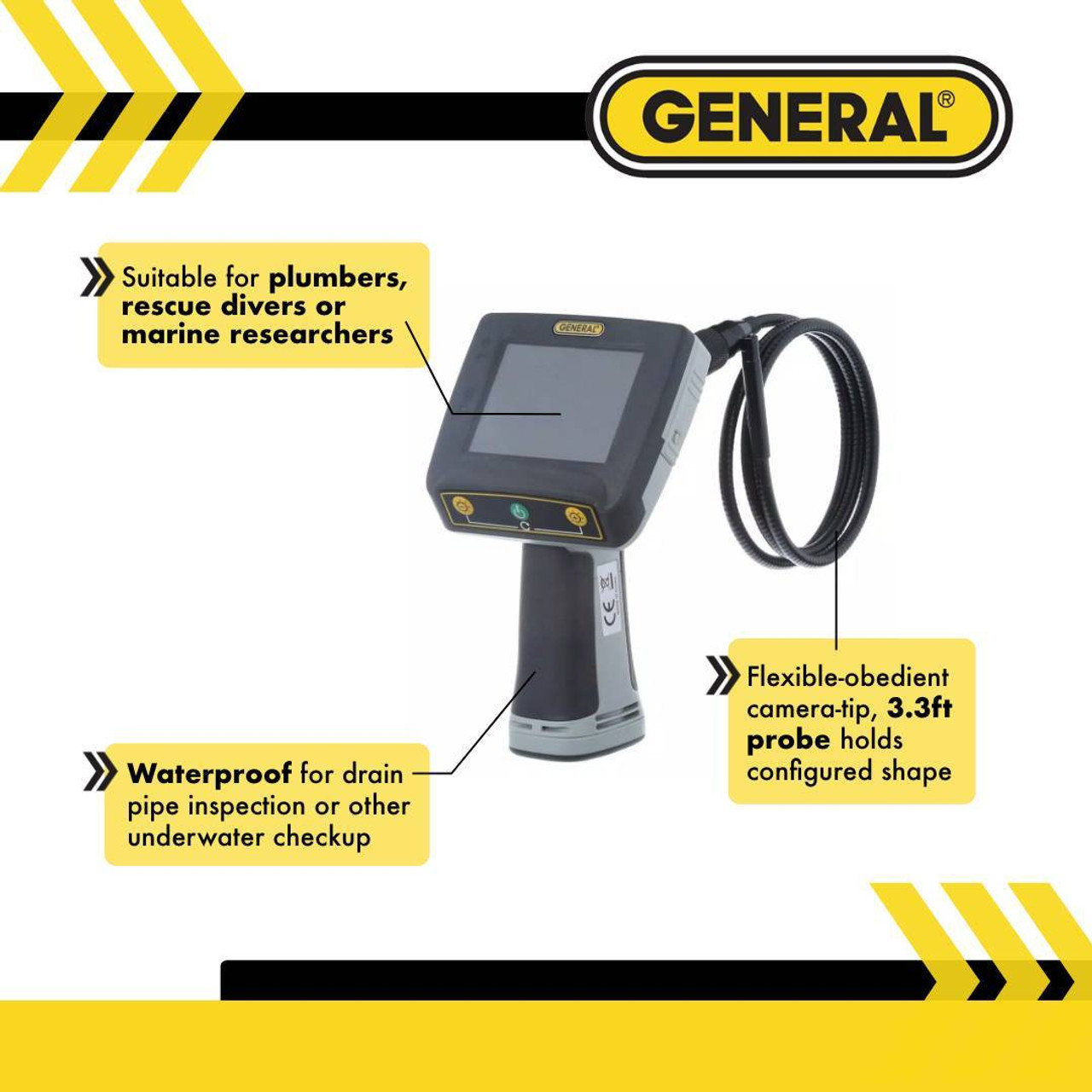 General Tools DCS500 - Wireless Recording Video Inspection Camera/Borescope,  5 In. Screen, 9mm Probe