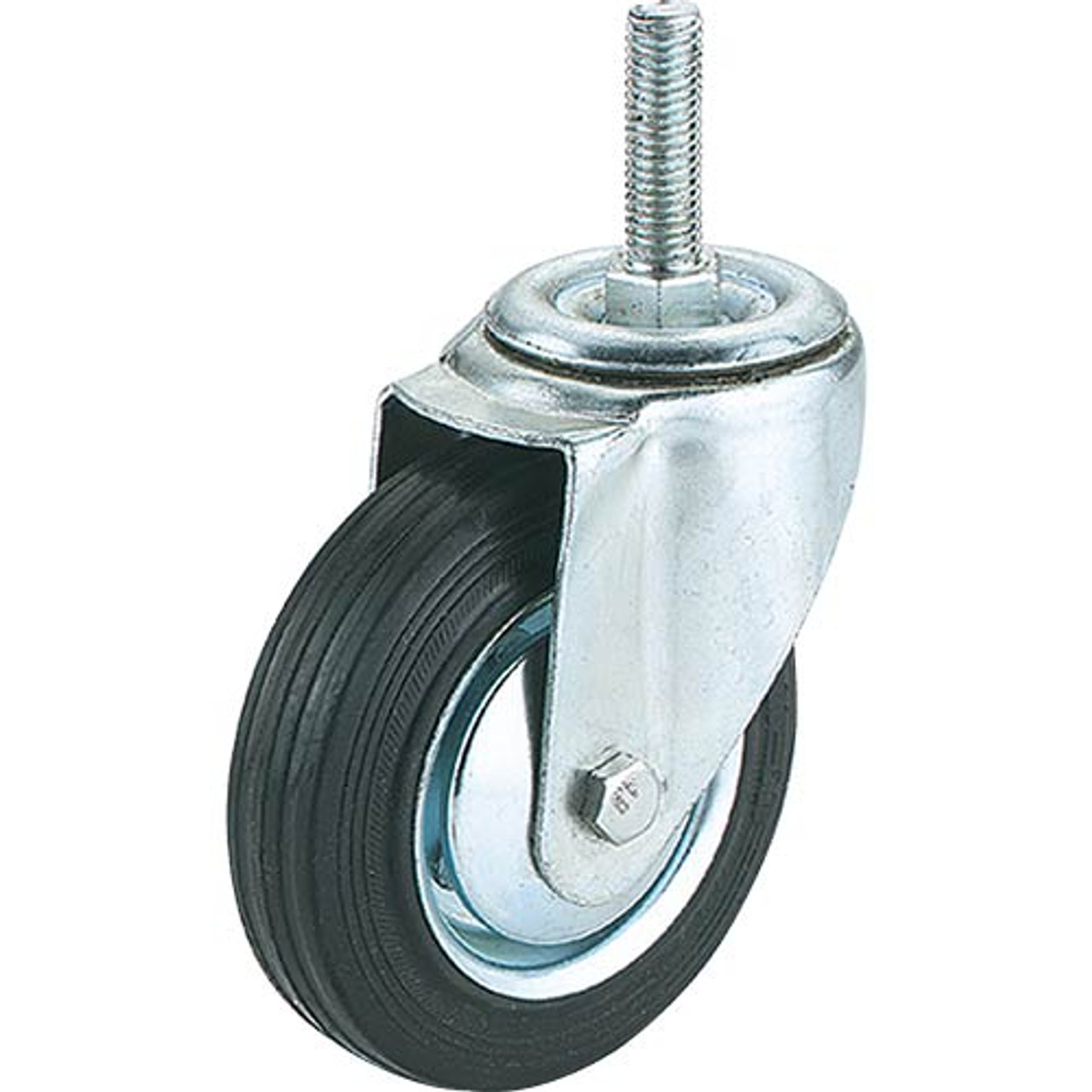 Woodstock Steelex 6" Black Rubber Swivel Caster, Threaded Mount D2545