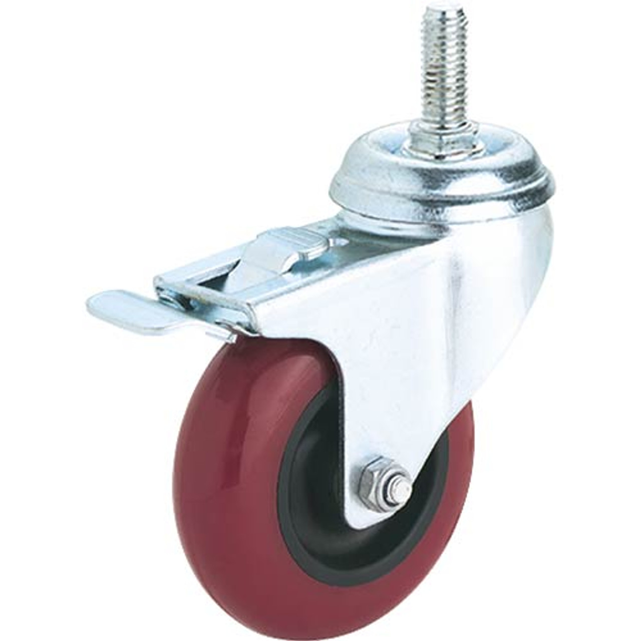 Woodstock Steelex 3" Polyurethane Swivel Caster, Threaded Mount with Double Lock D2614