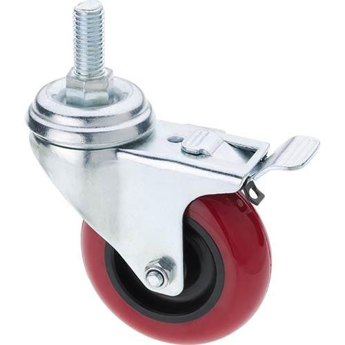 Woodstock International Woodstock Steelex 3" Polyurethane Swivel Caster, Threaded Mount with Double Lock D2614 