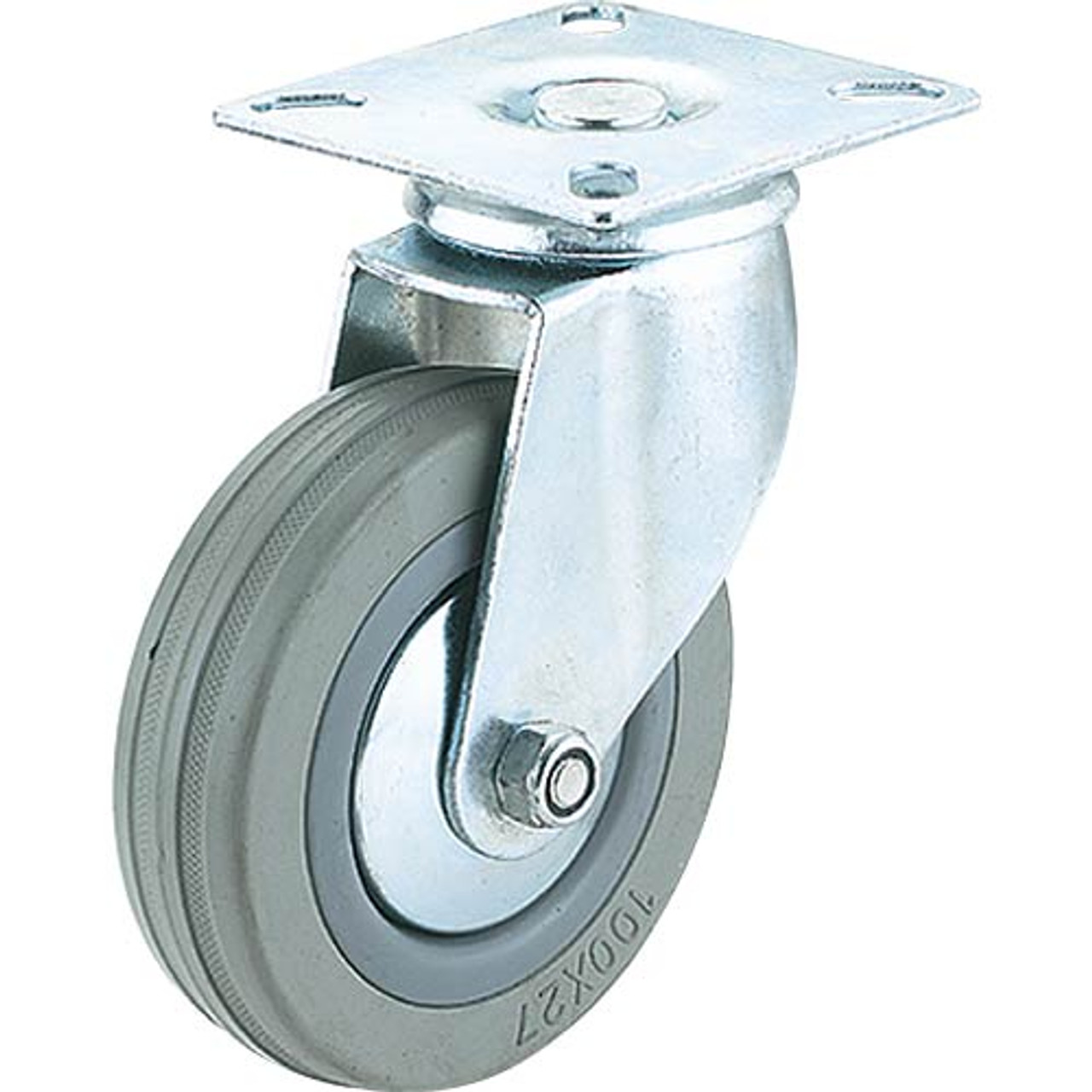 Woodstock SteeleX 3" Gray Rubber Swivel Caster, Plate Mount D2594