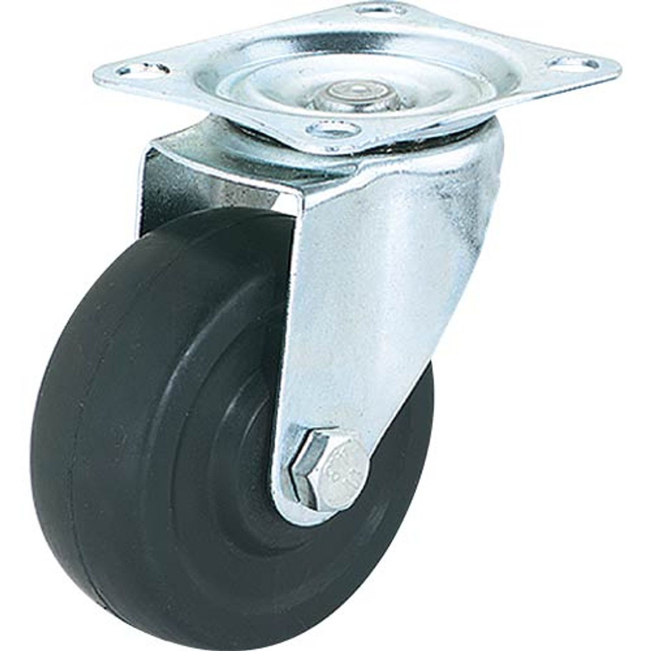 Woodstock SteeleX 2" Black Rubber Swivel Caster, Plate Mount D2622