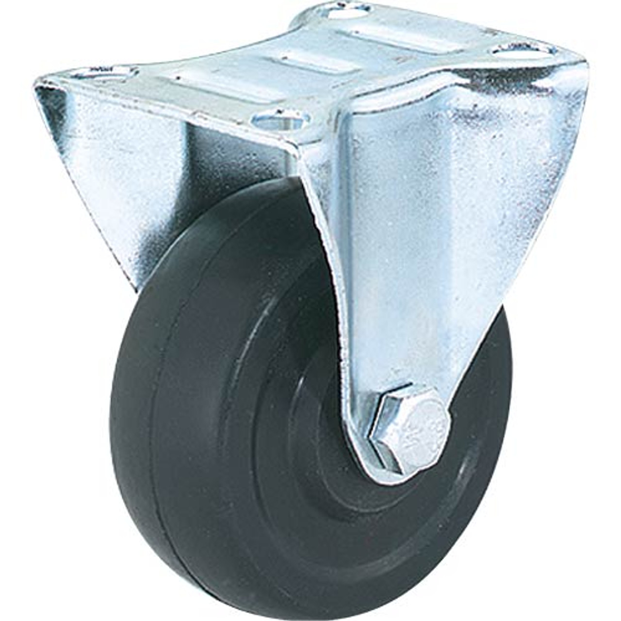 Woodstock SteeleX 2" Black Rubber Fixed Caster, Plate Mount D2619