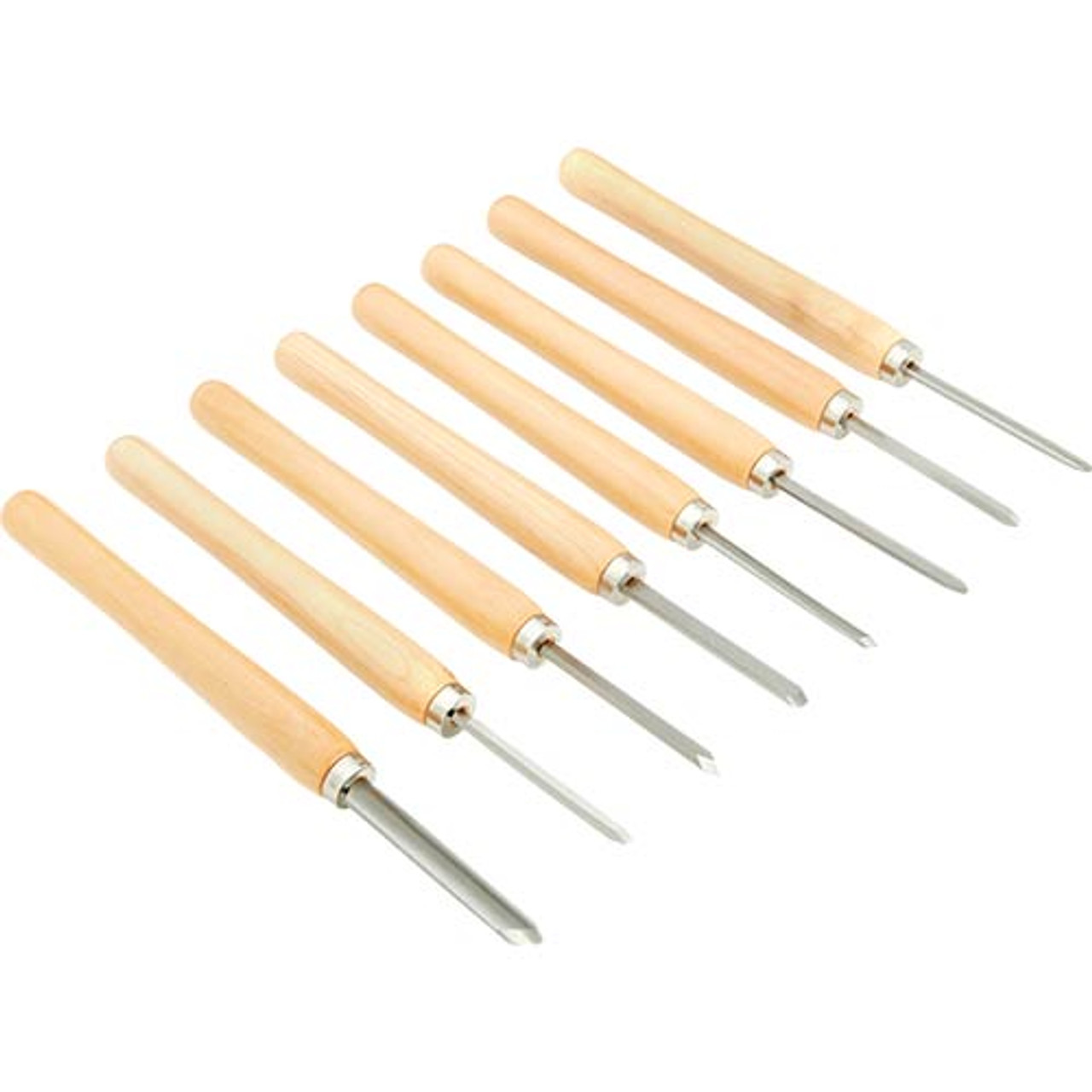 8 Piece Wood Chisel Woodworking Lathe Hand Tool Set - Includes Gouges,  Skews, Round Nose, Spearpoint, and Parting Chisels