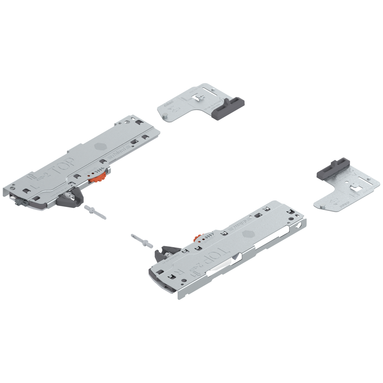 Blum T60L7340 Left and Right TIP-ON Unit and Trigger, L1 Standard Duty, for Total Drawer Weight 0 lbs - 44 bs