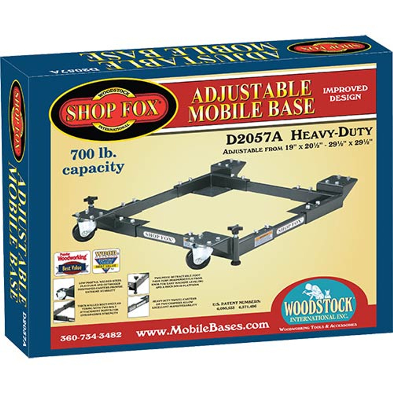 Shop Fox D2057A Adjustable Mobile Base - Heavy-Duty