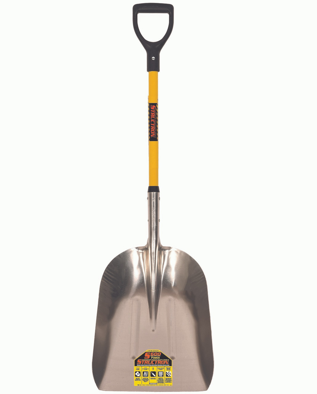 Seymour Midwest #12 Aluminum Grain Scoop, 29" Yellow Fiberglass Handle, Poly D-Grip 49069