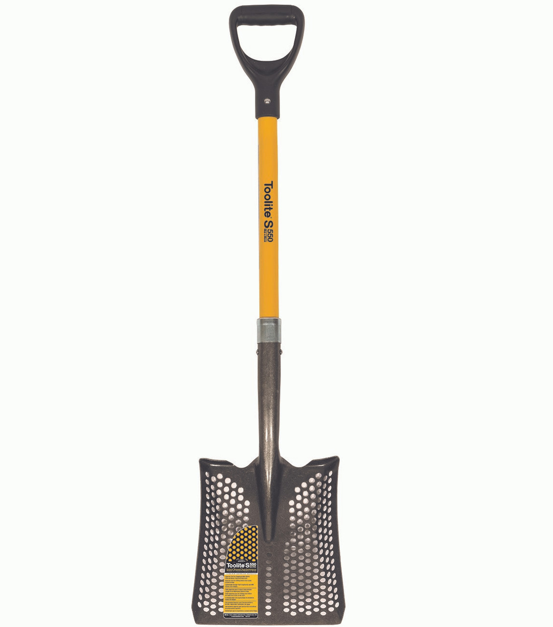 Seymour Midwest Mud & Muck Toolite #2 Square Point Shovel, 29" Yellow Fiberglass D-Grip Handle 49503