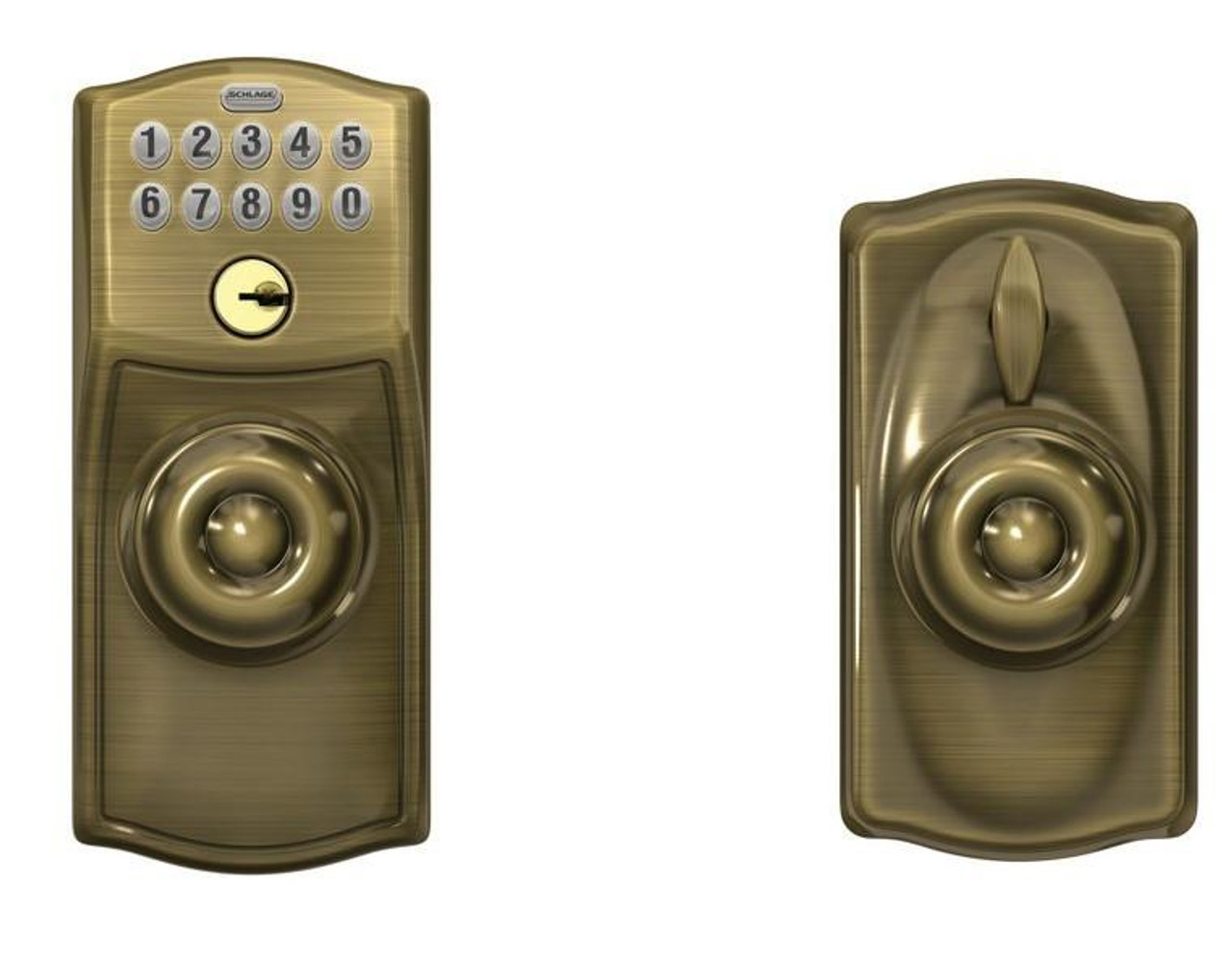 Schlage Lock Schlage FE595 - Keypad Entry with Flex-Lock Camelot Housing  Georgian Knob 