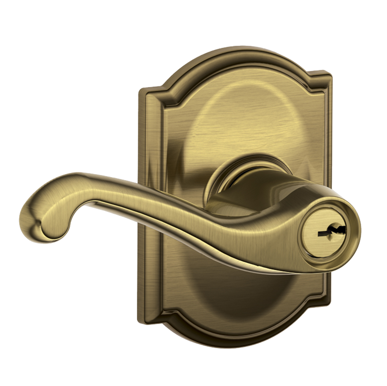 Schlage Keyed Entry Flair Lever Door Lock with Camelot Trim