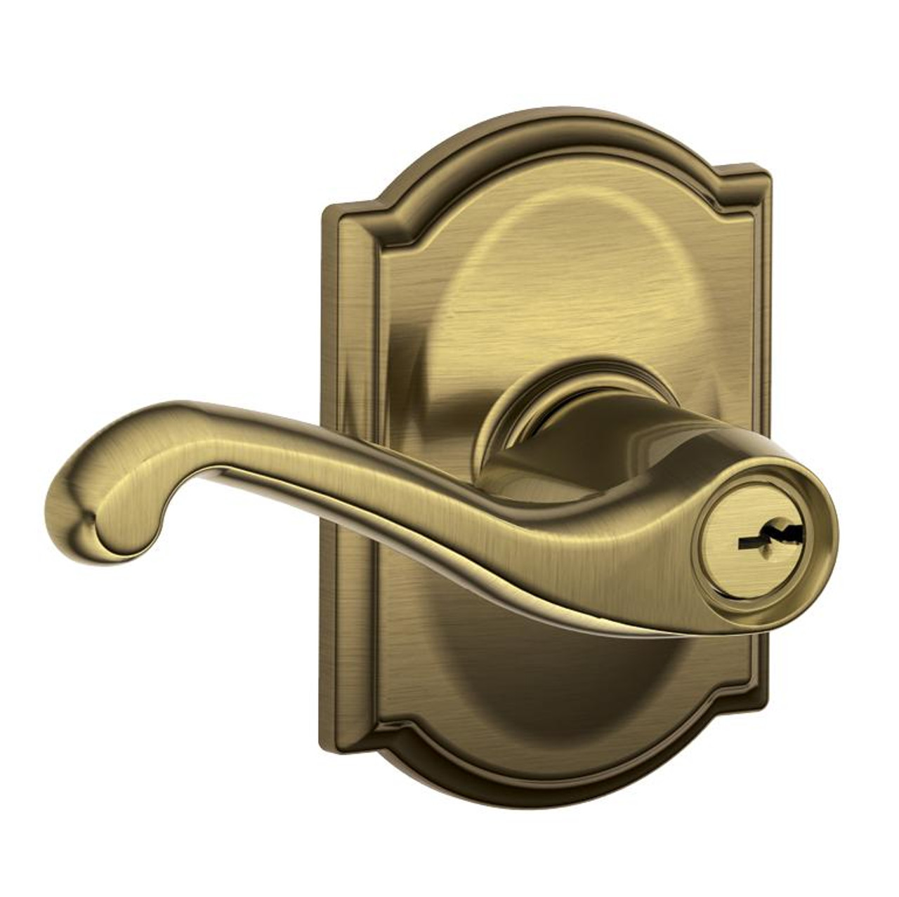 Schlage Lock Schlage Keyed Entry Flair Lever Door Lock with Camelot Trim 