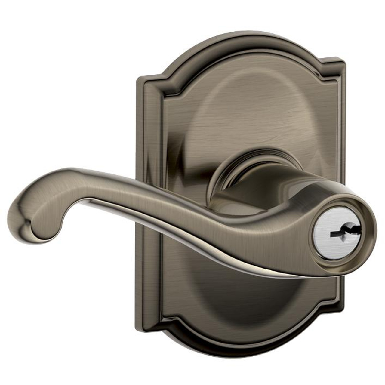 Schlage Lock Schlage Keyed Entry Flair Lever Door Lock with Camelot Trim 