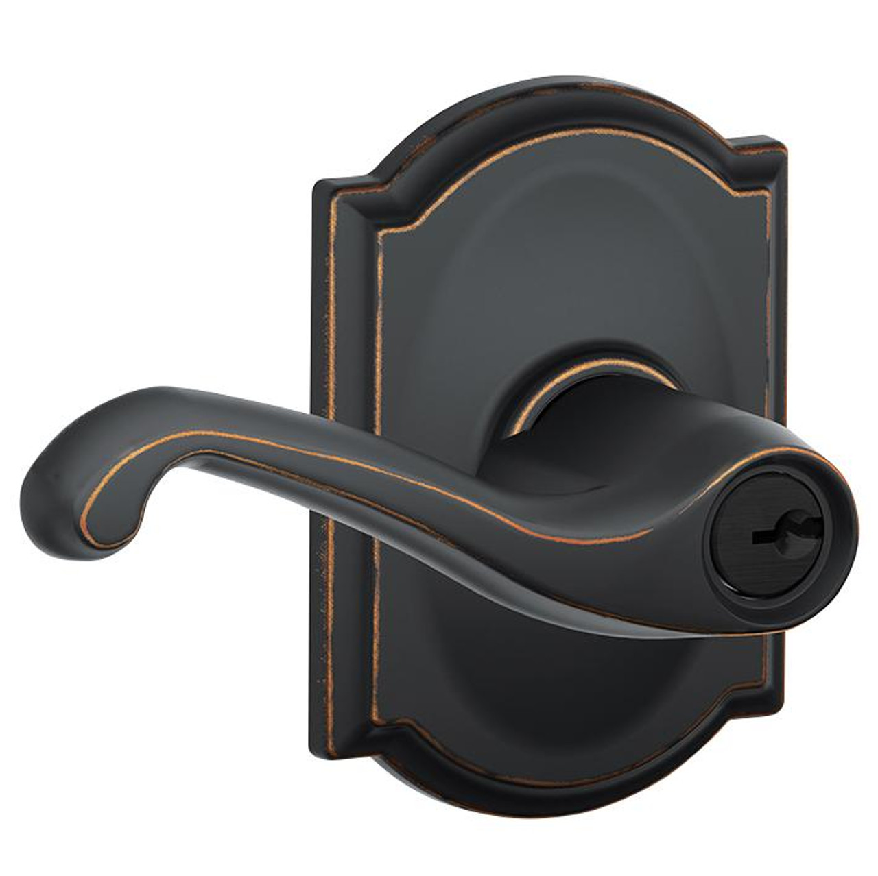 Schlage Lock Schlage Keyed Entry Flair Lever Door Lock with Camelot Trim 