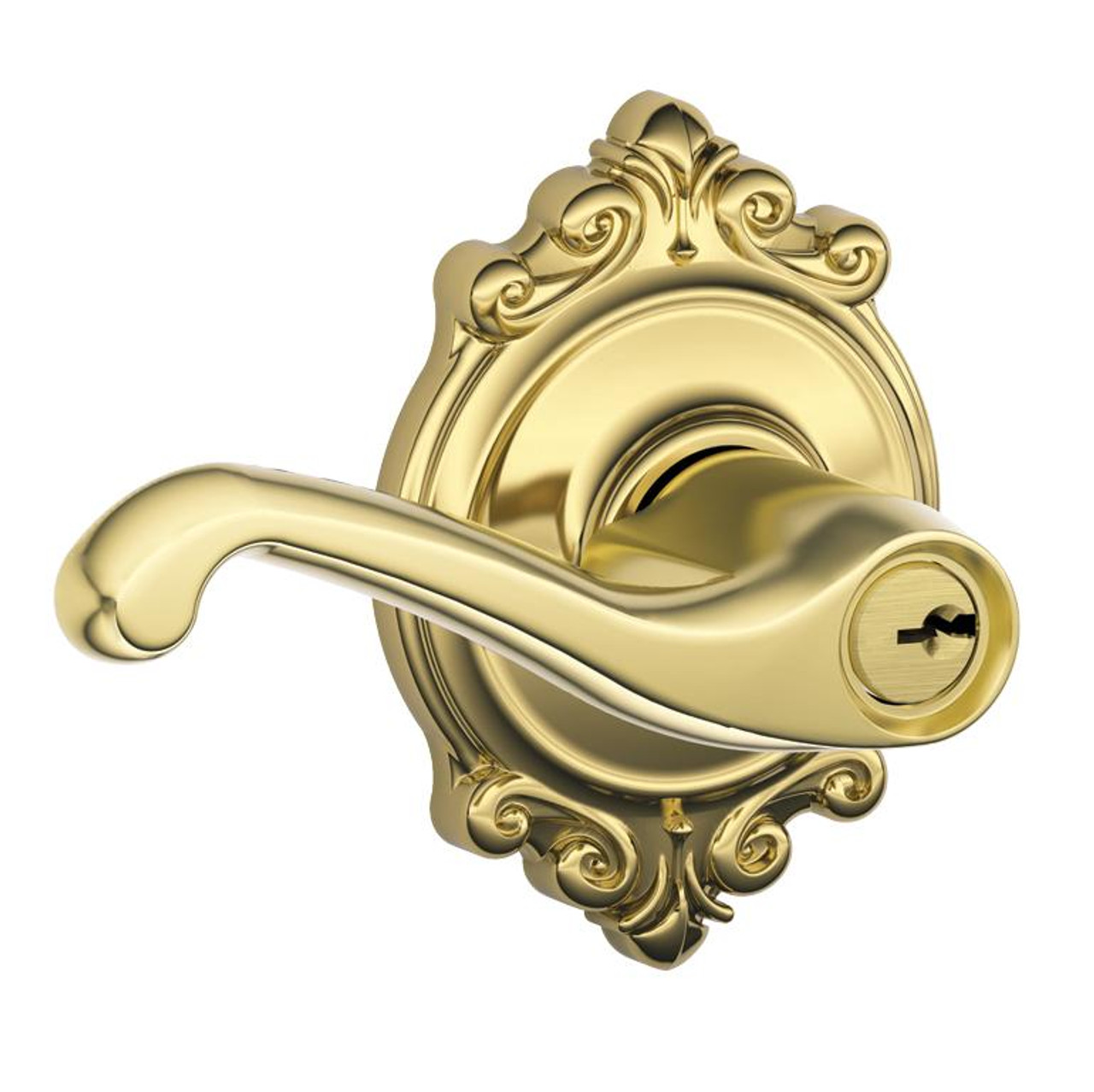 Schlage Lock Schlage Keyed Entry Flair Lever Door Lock with Brookshire Trim 