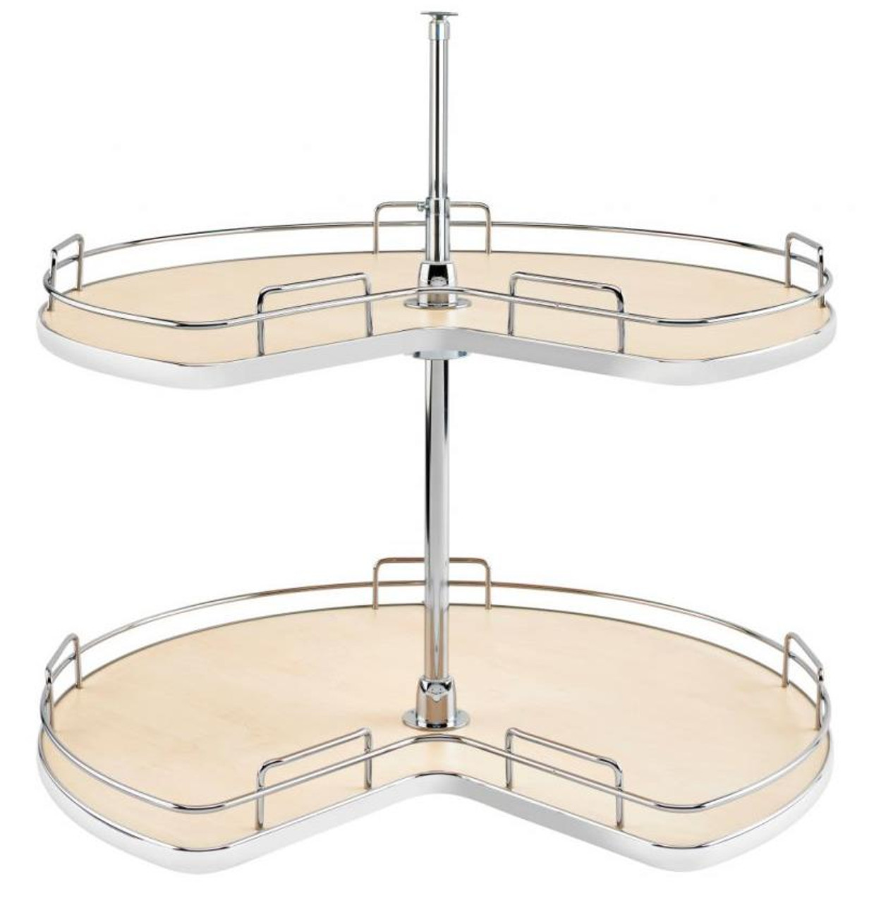  Rev-A-Shelf 32" Solid Bottom Double Shelf Kidney Shaped Lazy Susan w/ Telescoping Post for Corner Base Cabinet 53472 Series 