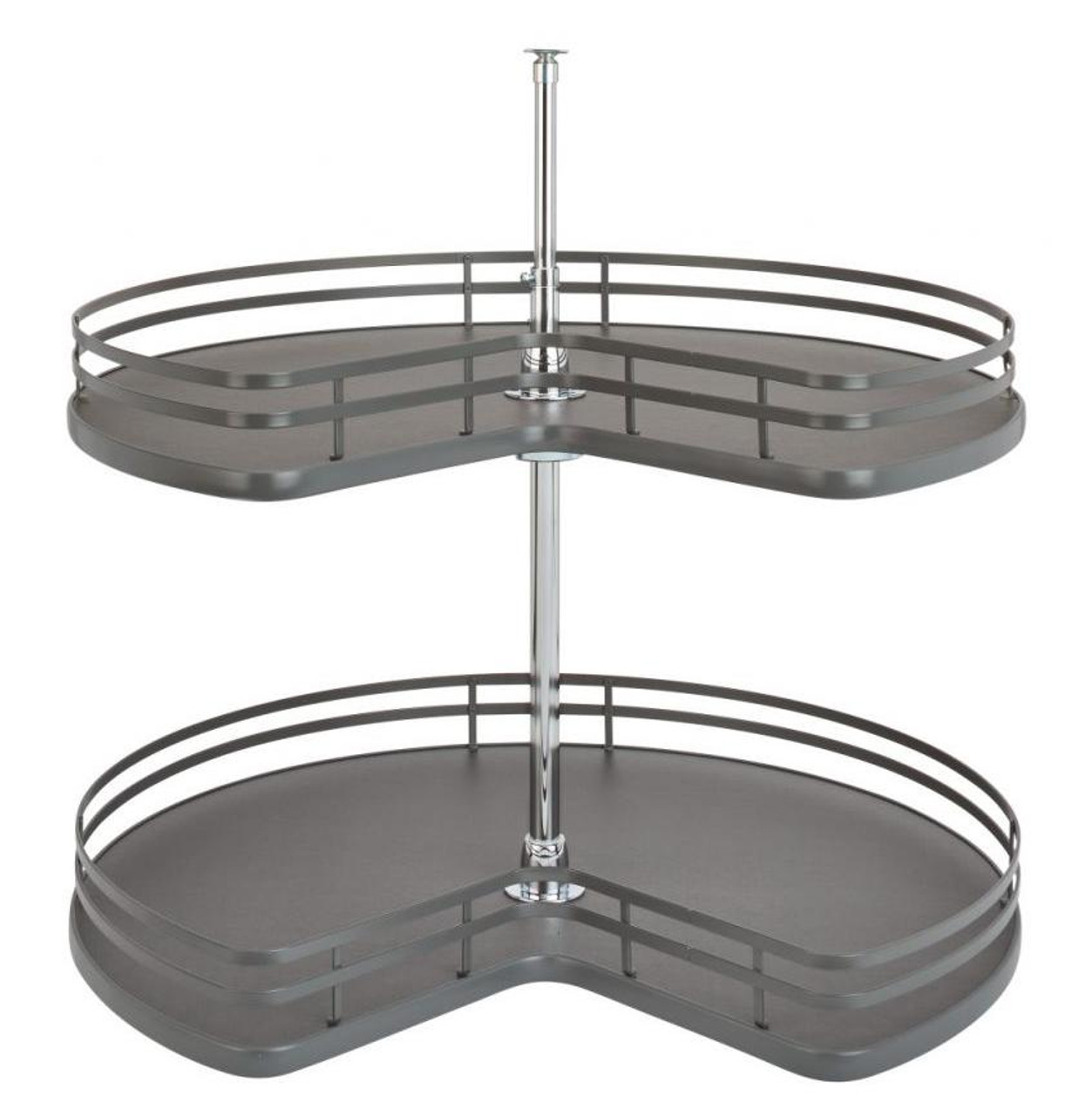  Rev-A-Shelf 32" Solid Bottom Double Shelf Kidney Shaped Lazy Susan w/ Telescoping Post for Corner Base Cabinet 53472 Series 