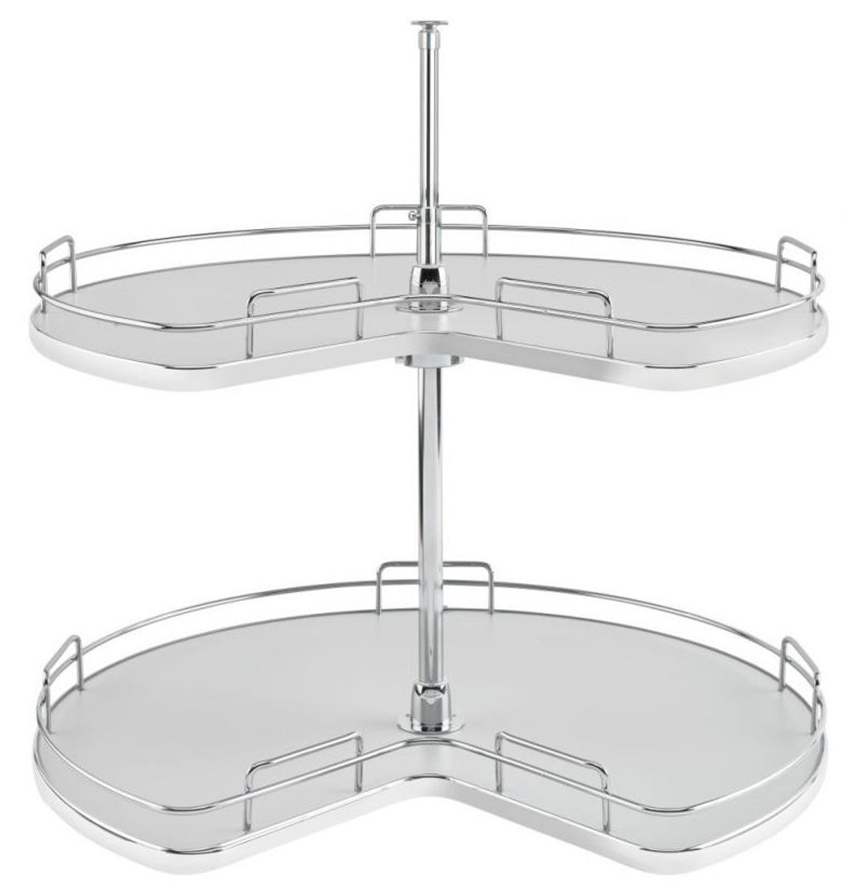  Rev-A-Shelf 32" Solid Bottom Double Shelf Kidney Shaped Lazy Susan w/ Telescoping Post for Corner Base Cabinet 53472 Series 