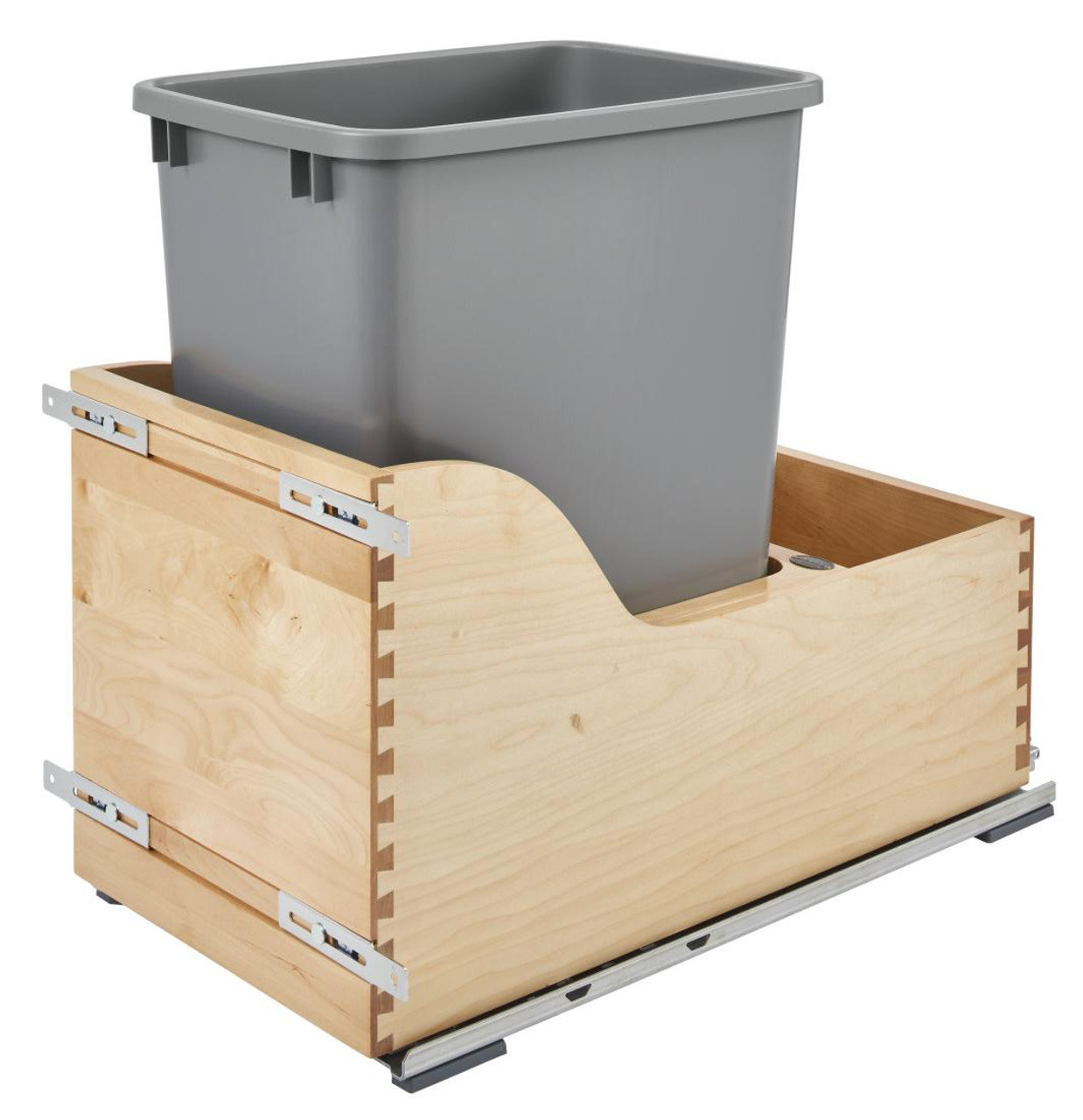  Rev-A-Shelf 35 Quart Single Container Wood Bottom Mount Waste Container with BLUMOTION Soft-Close 4WCSC-1550DM-1 
