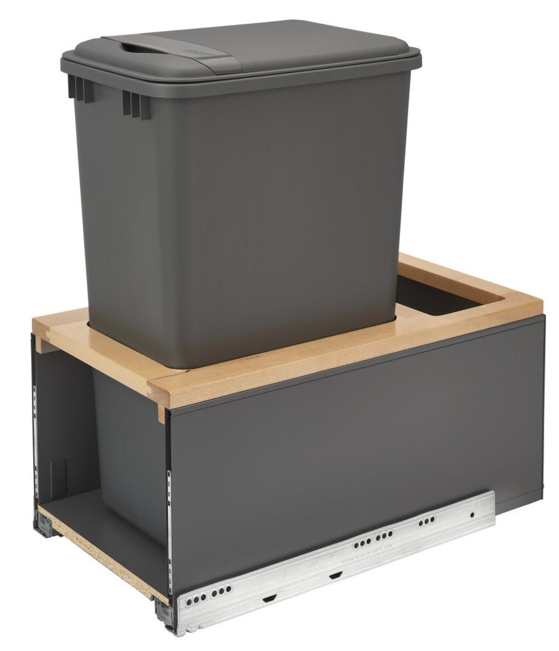 Rev-A-Shelf Rev-a-shelf Natural Maple Bottom Mount LEGRABOX Waste Pullout w/Double Orion Gray 35 qt. Container and BLUMOTION Soft-Close for Full Access 15" Base 5LB-1550OGMP-113 
